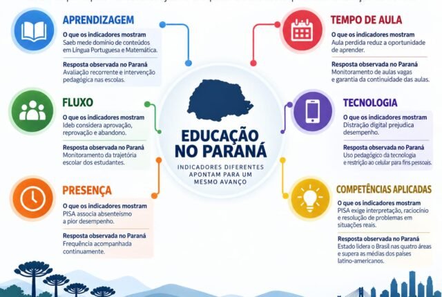Infográfico sobre a Educação no Paraná.